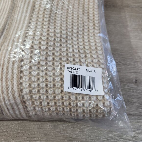 Fortune & Ivy White & Taupe Stripped Long Open Cardigan Women's Size L - Picture 15 of 15